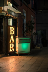 Bar Electric Light Sign From Outside
