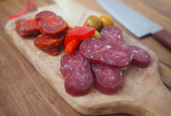 Fuet - traditional Catalan thin, dry cured sausage 