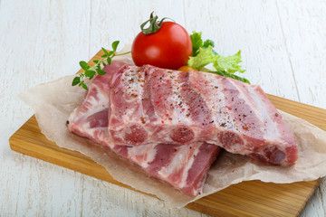 Raw pork ribs