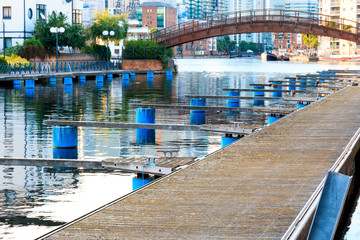 Clippers Quay, located at the bottom of the Isle of Dogs in London, United Kingdom