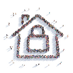 house lock people 3D rendering