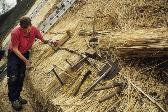 Man thatching roof