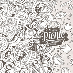 Cartoon vector picnic doodle frame
