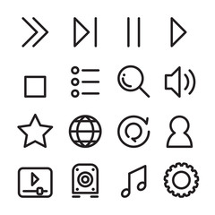 Media player icon in thin line style