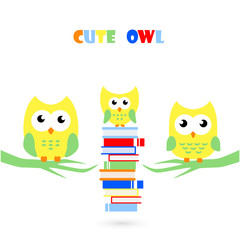Obraz premium cute and clever owl, vector illustration