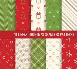 10 Christmas different seamless patterns.