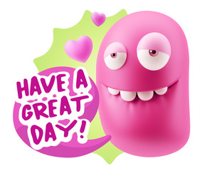 3d Rendering. Love Biting Lip Emoticon Face saying Have A Great