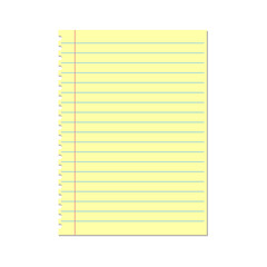 Yellow lined paper. Notebook paper