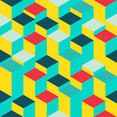 Abstract geometric seamless pattern. Vector illustration in 3D isometric style