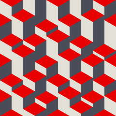 Abstract geometric seamless pattern. Vector illustration in 3D isometric style