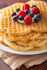 waffles with creme fraiche and berries for breakfast