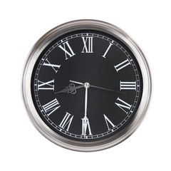 Round clock shows half of the ninth