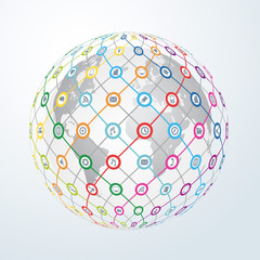 social media element icon globe worldwide vector