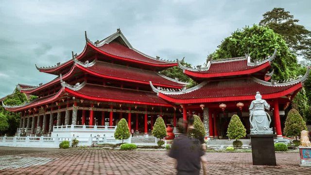 Chinese temple Sam Po Kong in Semarang, Indonesia. 4K Timelapse - Java, Indonesia, June 2016.