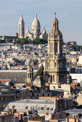 Fototapeta premium Panorama of Paris: The Sainte-Trinite and Sacre-Coeur churches 