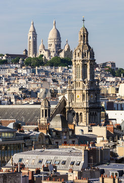 Panorama of Paris: The Sainte-Trinite and Sacre-Coeur churches 