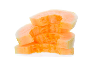 cantaloupe melon sliced on white background