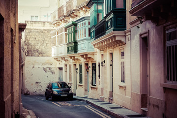 Malta city strets with traditional architecture