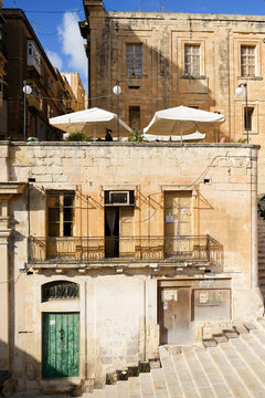 Valletta city streets - Malta with traditional houses
