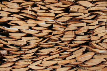 Wooden mosaic from firewood, Russia