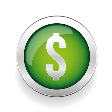 US Dollar green circle glossy web icon