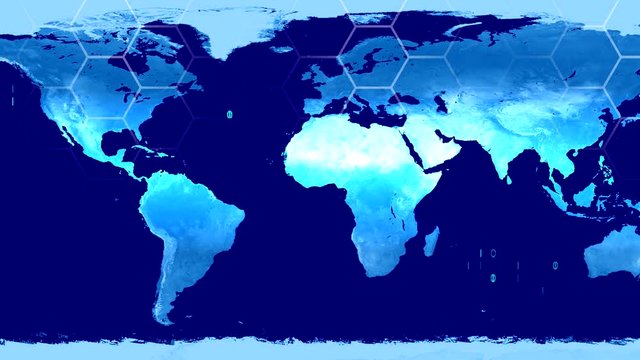 World map high tech digital satellite data view war room 4K
