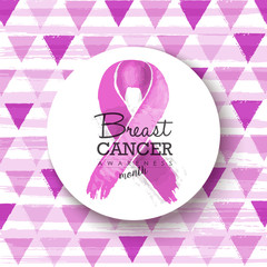 Breast cancer awareness pink ribbon badge art