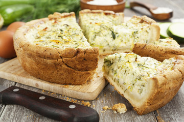 Pie with zucchini and herbs