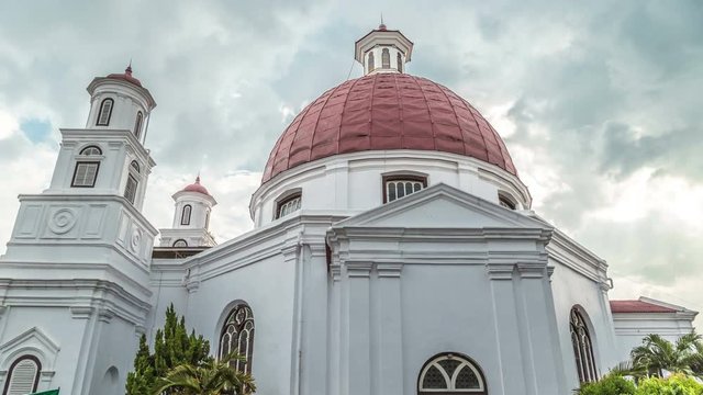 View from the street on the GPIB Immanuel in Semarang. 4K Timelapse - Java, Indonesia, June 2016.