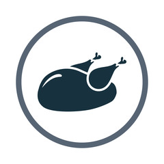 Chicken simple icon on the background