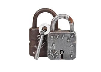 Vintage rusty lock and key