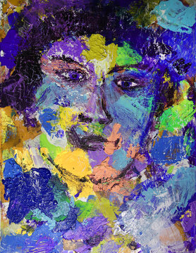 Abstract woman portrait painted on canvas
