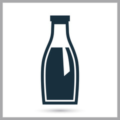 Milk bottle simple icon on the background