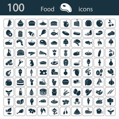 Set of one hundred food icons