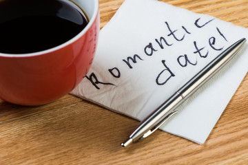 Romantic message written on napkin