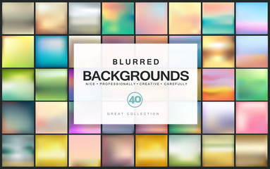 Abstract colorful blurred vector backgrounds. Elements for your website or presentation. Set with many beautiful colors gold, blue, red, yellow, pink, green, violet and many other colors and tones.