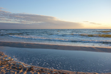 Waves at sunset on Hiddensee Island, Germany