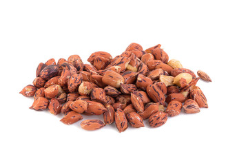 roasted tiger peanuts on white background