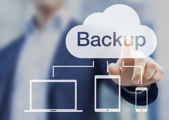 Backup button, concept about online file storage in the cloud