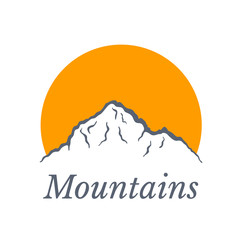 Fototapeta na wymiar Mountains logo with sun , vector illustration