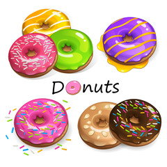 Illustration of color donuts with powder