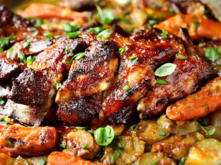 grilled ribs on a cutting board. rustic style