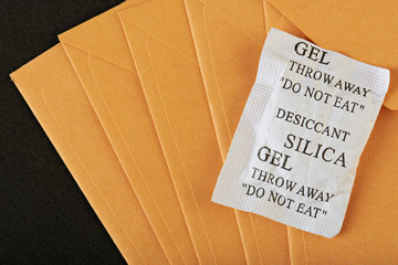 silica gel package on yellow envelop