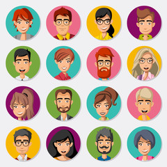 Faces of cartoon business people

