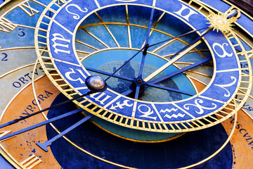 the dial of the astronomical clock in Prague