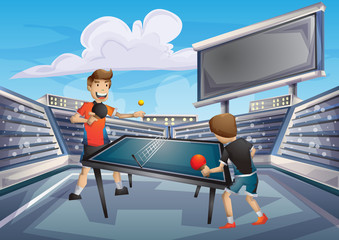 Cartoon vector table tennis Olympic sport with separated layers for game and animation, game design asset