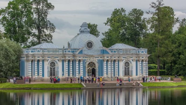 Grotto Pavilion timelapse in Catherine Park at Tsarskoye Selo Pushkin , St. Petersburg, Russia