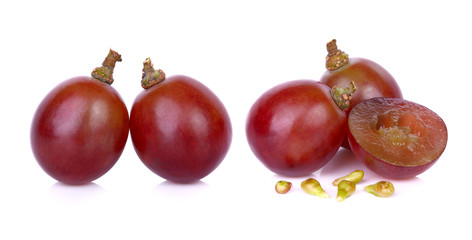 red grapes isolated on white background