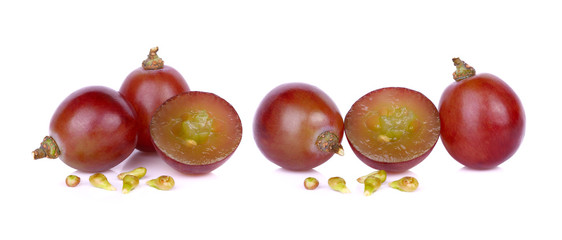 red grapes isolated on white background