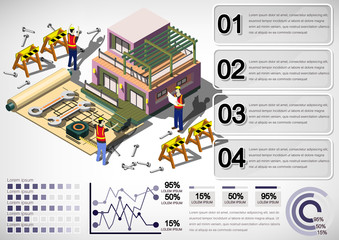 illustration of info graphic house structure concept in isometric graphic